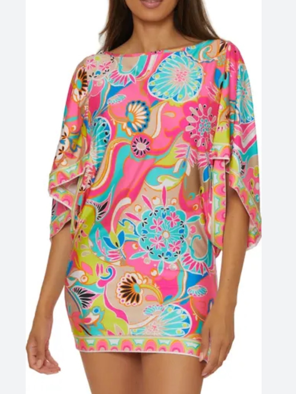 Trina Turk paradise plume printed tunic swimsuit coverup nwt sz xs beach wear